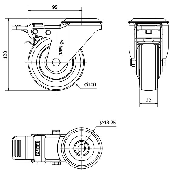 R.GIR.AGUJERO M12 FRENO 20ZVFD100CP-PGAISB GOMA GRIS EJE BOLAS