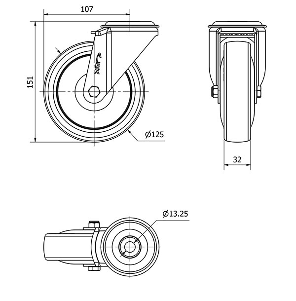 R.GIR.AGUJERO M12 20ZV125CP-PGAISB GOMA GRIS EJE BOLAS