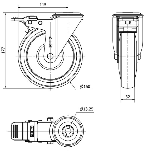 R.GIR.AGUJERO M12 FRENO 20ZVLFD150CP-PGAISB GOMA GRIS BOLAS