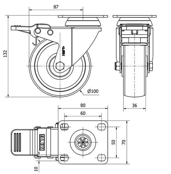 R.GIR.PLACA FRENO 10BHAFD100-UTR POLIAMIX BLANCO EJE RODILLOS