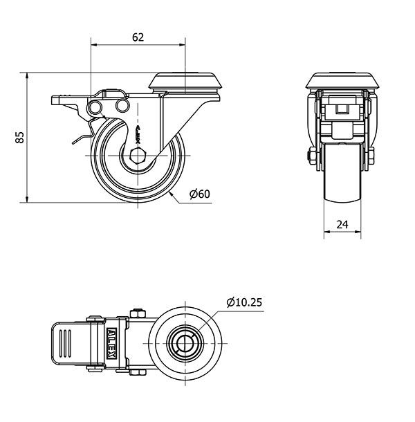 R.GIR.AGUJ.M10 FRENO CROMADA 20BHDFD60-BPC POLICARBONATO TRANSP.LISO