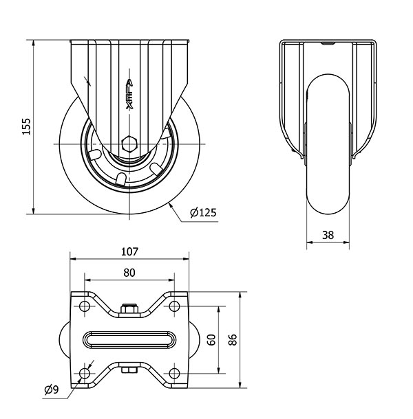 R.FIJA 17ZV125-AUAB ALUMINIO-POLIUR.NARANJA EJE BOLAS BALONA