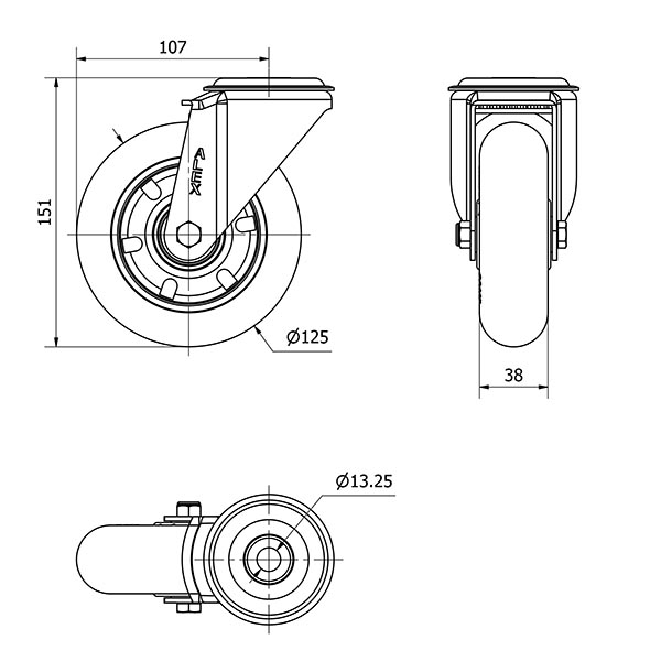 R.GIR.AGUJERO M12 20ZV125-AUAB ALUMINIO-POLIUR.NARANJA BOLAS BALONA