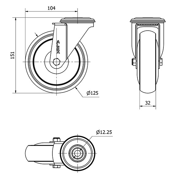 R.GIR.AGUJERO M12 20ZVL125CP-PGAISB GOMA GRIS EJE BOLAS