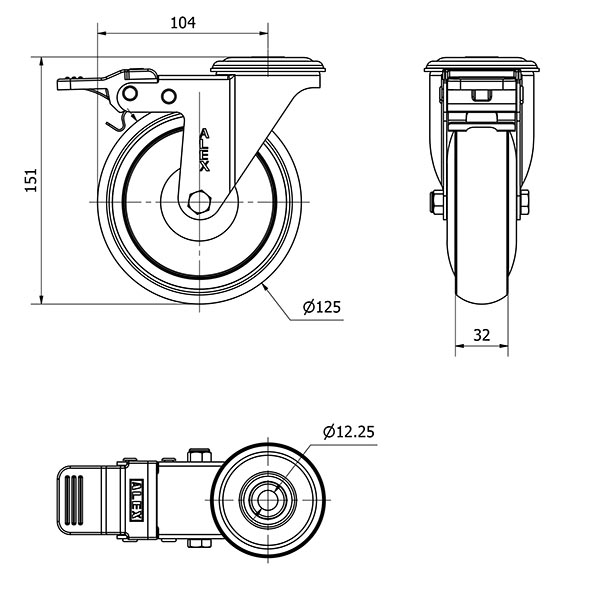 R.GIR.AGUJERO M12 FRENO 20ZVLFD125CP-PGAISB GOMA GRIS BOLAS