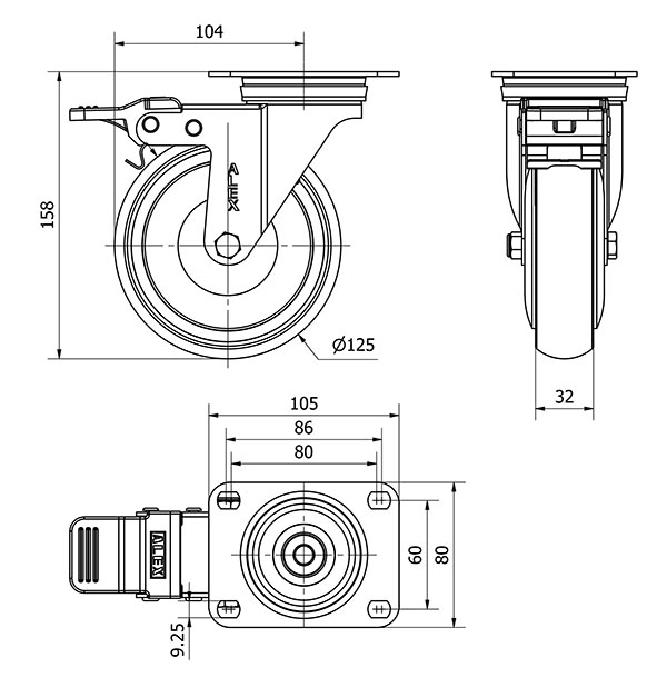 R.GIR.PLACA FRENO 10ZVLFD125CP-PGCSB POLIUR.GRIS CONDUCTIVO BOLAS