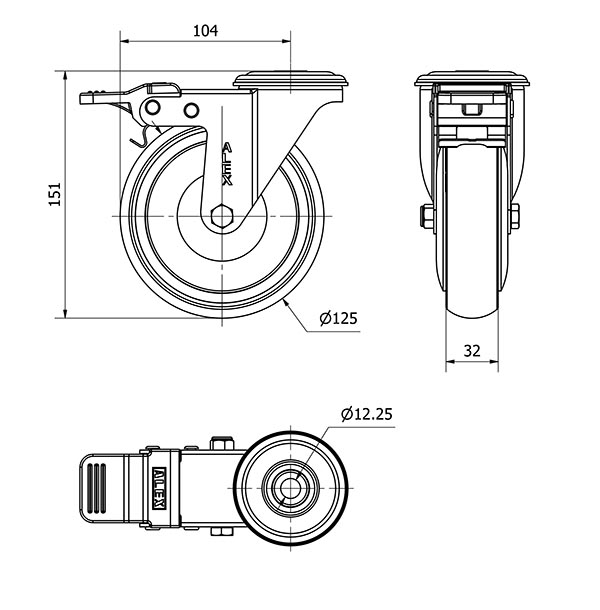 R.GIR.AGUJ.M12 FRENO 20ZVLFD125CP-PGCSB POLIUR.GRIS CONDUCTIVO BOLAS
