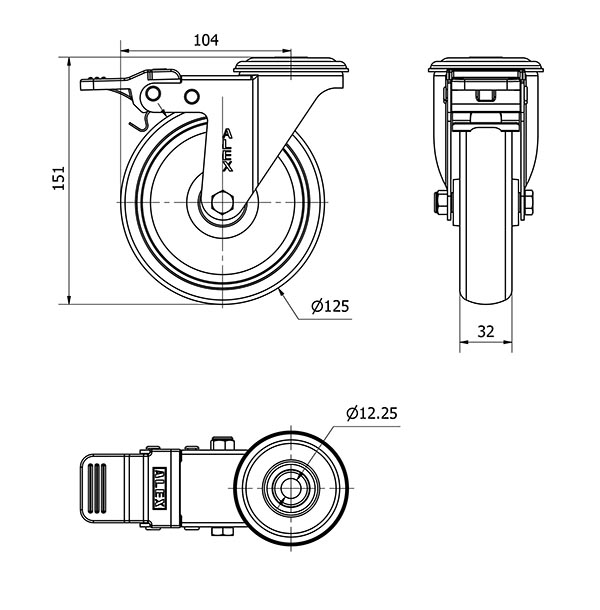 R.GIR.AGUJ.M12 FRENO 20ZVLFD125-PGZN POLIAMIX-GOMA GRIS INYECT.LISO