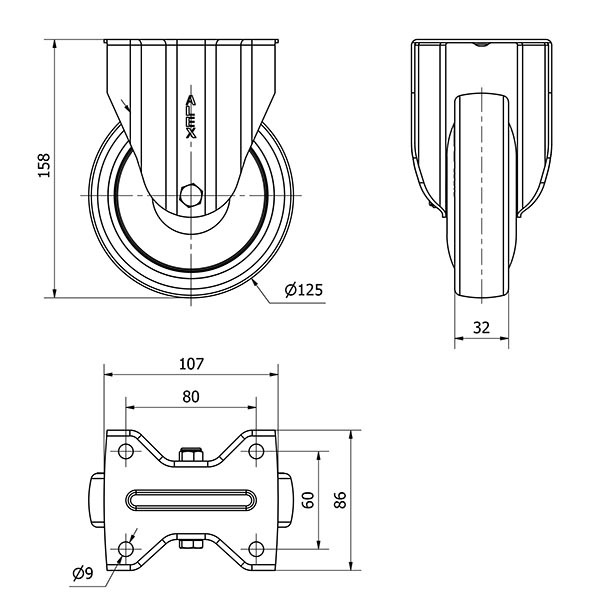 R.FIJA 17ZVL125CP-PUISB POLIP.-POLIUR.GRIS EJE BOLAS