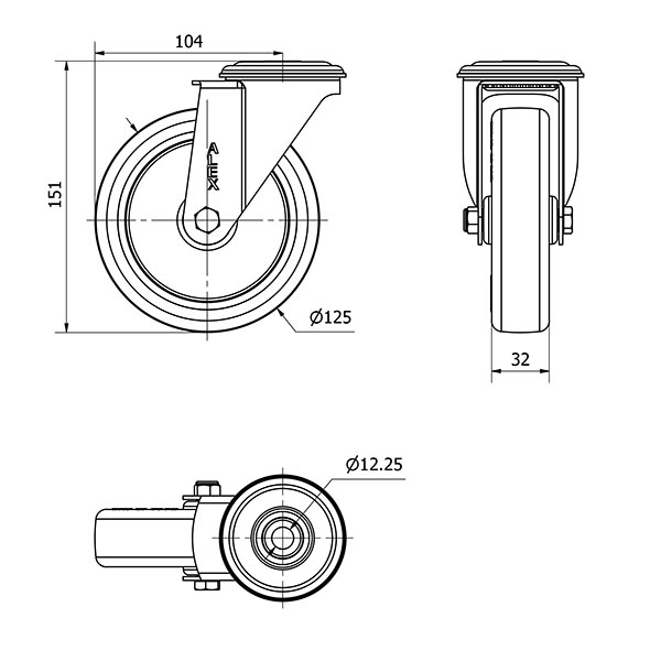 R.GIR.AGUJERO M12 20ZVL125-POL POLIAMIX BLANCO-POLIUR.MARRON LISO