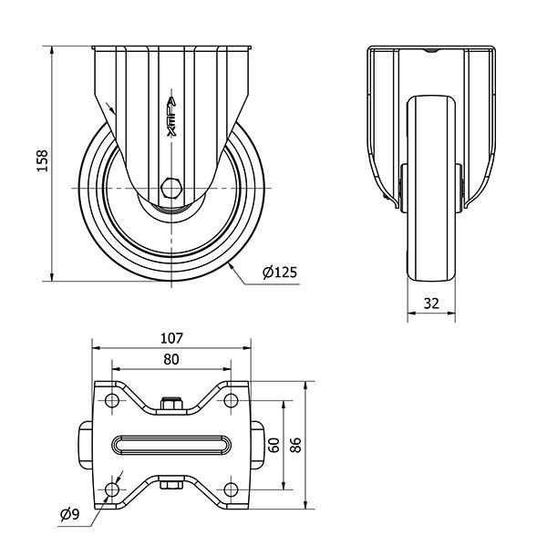 R.FIJA 17ZVL125-POLR POLIAMIX BLANCO-POLIUR.MARRON EJE RODILLOS
