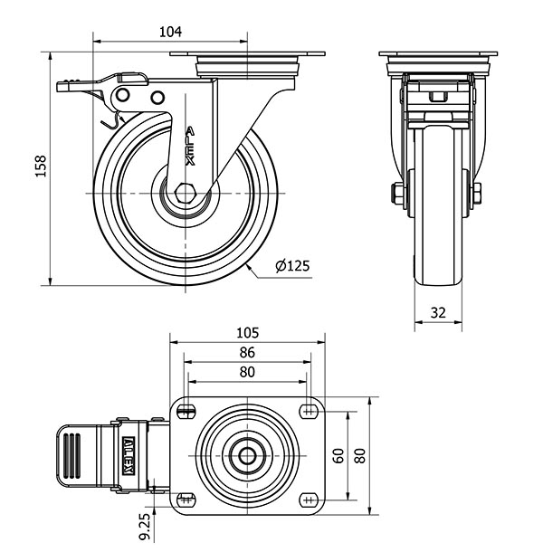 R.GIR.PLACA FR.10ZVLFD125-POLR POLIAMIX BLANCO-POLIUR.MARRON RODIL