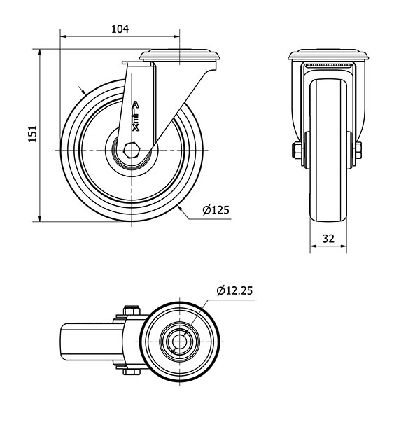 R.GIR.AGUJERO M12 20ZVL125-POLR POLIAMIX BLANCO-POLIUR.MARRON RODILL
