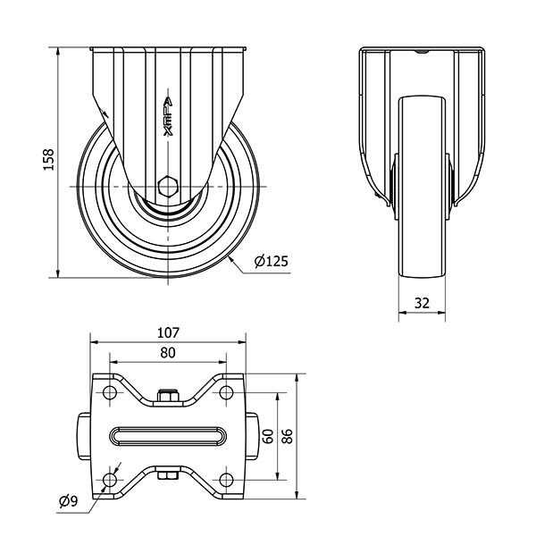 R.FIJA 17ZVL125CP-POLSB POLIAMIX BLANCO-POLIUR.MARRON EJE BOLAS