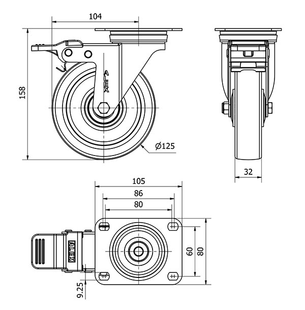 R.GIR.PLACA FR.10ZVLFD125CP-POLSB POLIAMIX BLANCO-POLIUR.MARRON BOL.