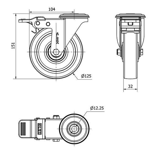 R.GIR.AGUJ.M12 FR.20ZVLFD125CP-POLSB POLIAMIX BL.-POLIUR.MARRON BOL.
