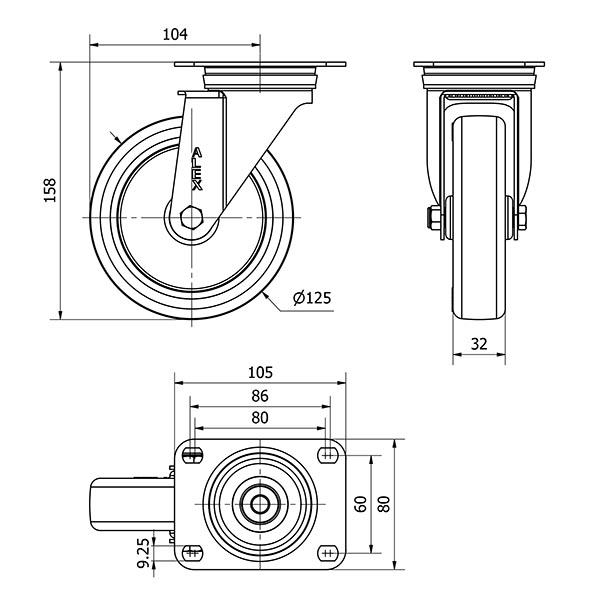 R.GIR.PLACA 10ZVL125-POA POLIAMIX BLANCO-POLIUR.AZUL EJE LISO