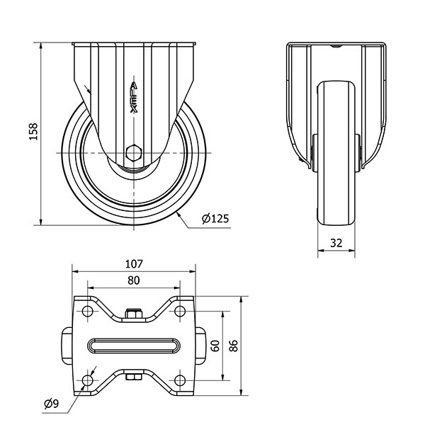 R.FIJA 17ZVL125-POAR POLIAMIX BLANCO-POLIUR.AZUL EJE RODILLOS