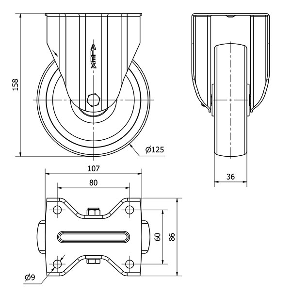 R.FIJA 17ZVL125-UTR POLIAMIX BLANCO EJE RODILLOS