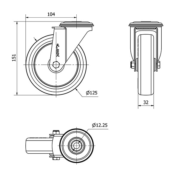 R.GIR.AGUJ.M12 INOX.20ZVLI125-POL POLIAMIX BLANCO-POLIUR.MARRON LISO