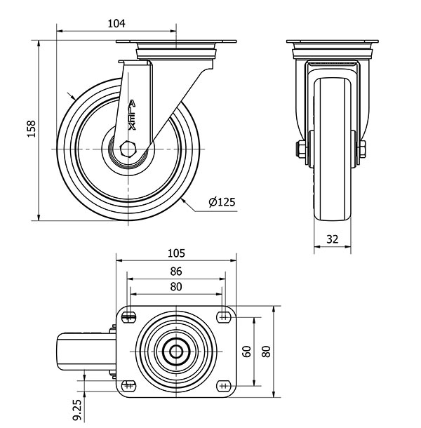 R.GIR.PLACA INOX.10ZVLI125-POLR POLIAMIX BLANCO-POLIUR.MARRON RODILL