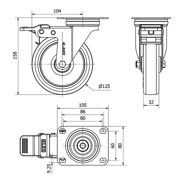 R.GIR.PLACA FR.INOX.10ZVLIFD125-POLR POLIAMIX BLAN-POLIUR.MARRON ROD