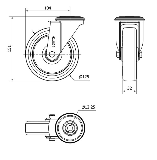R.GIR.AGUJ.M12 INOX.20ZVLI125-POLR POLIAMIX BLANCO-POLIUR.MARRON ROD