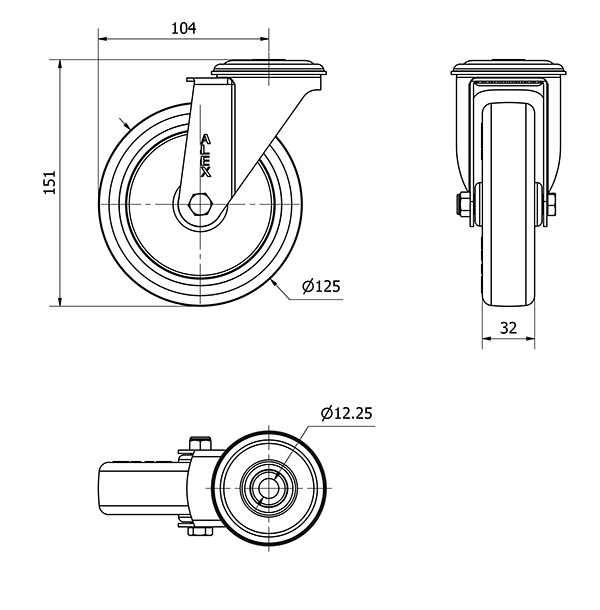 R.GIR.AGUJ.M12 INOX.20ZVLI125-POA POLIAMIX BLANCO-POLIUR.AZUL LISO