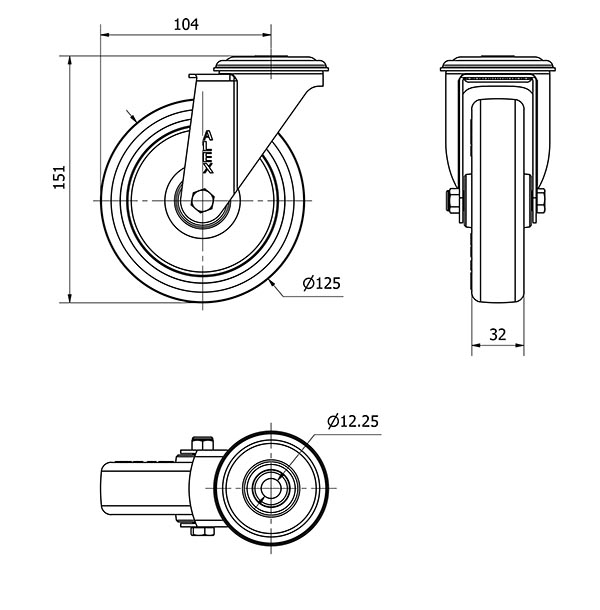 R.GIR.AGUJ.M12 INOX.20ZVLI125-POAR POLIAMIX BLANCO-POLIUR.AZUL RODIL
