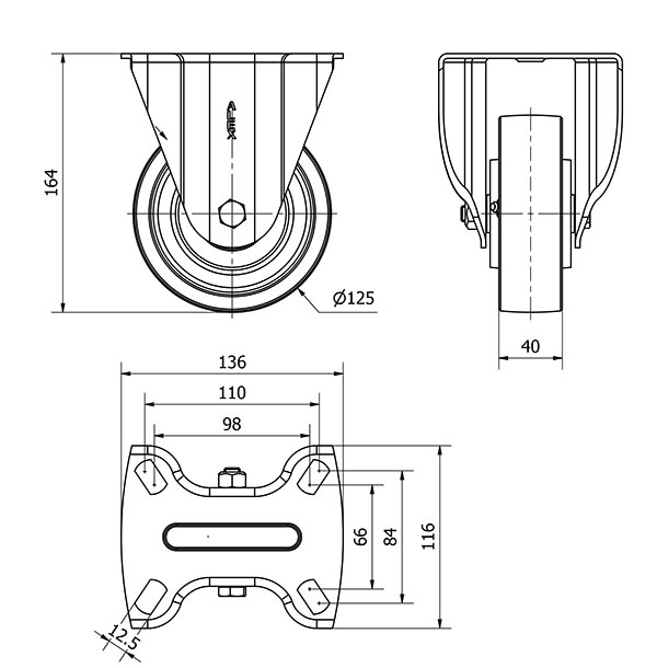 R.FIJA 17TV125-CIB HIERRO FUNDIDO EJE BOLAS