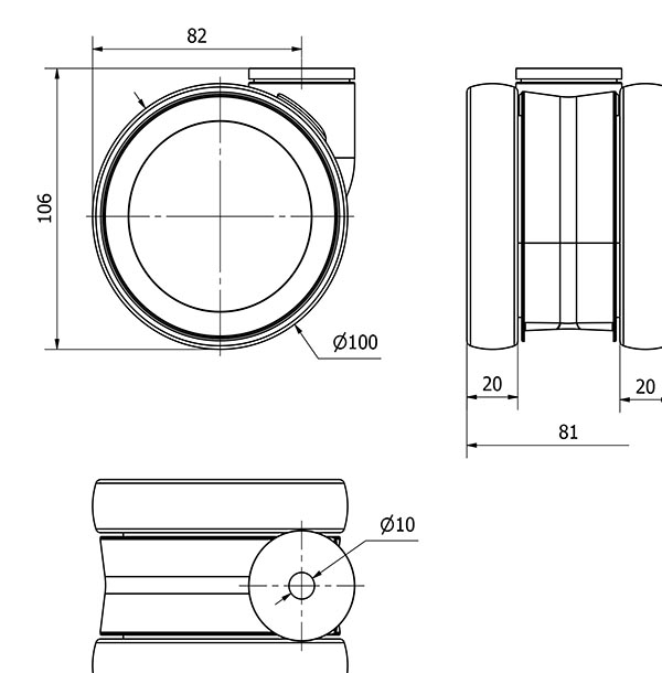 R.GIR.AGUJERO M10 21HD100 POLIURETANO