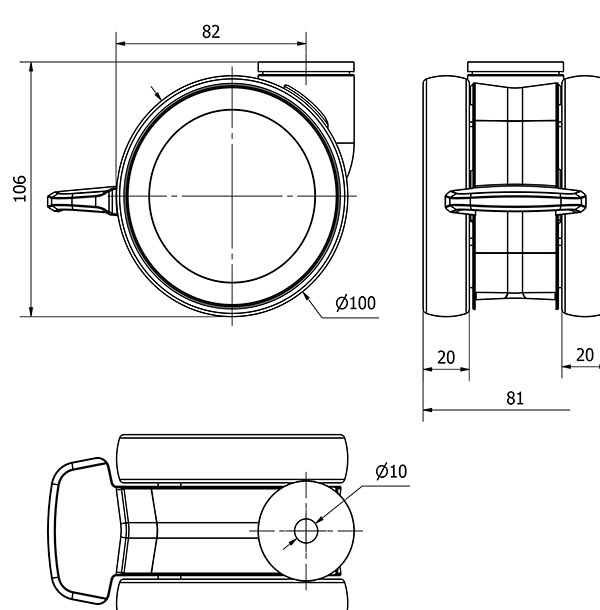 R.GIR.AGUJERO M10 FRENO 21HDFN100 POLIURETANO
