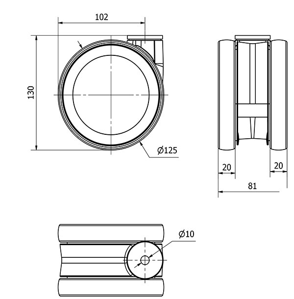 R.GIR.AGUJERO M10 21HD125 POLIURETANO