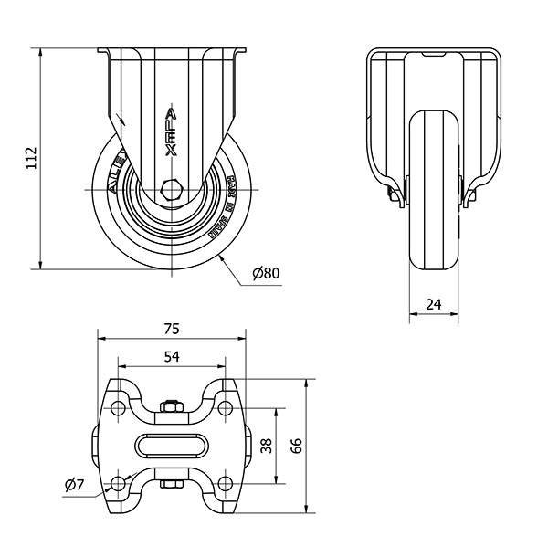 R.FIJA NEGRA 17BH80-PGI POLIAMIX-GOMA GRIS EJE LISO