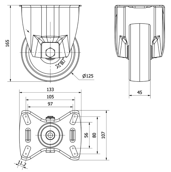 R.FIJA INOX.17ZLI125A-UT POLIAMIX BLANCO EJE LISO