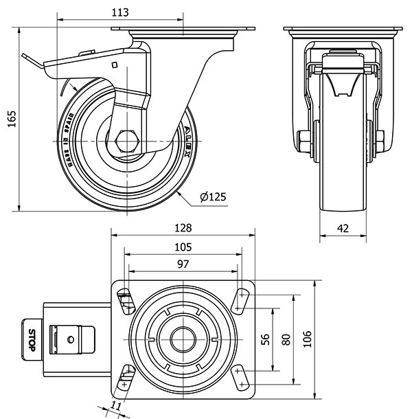 R.GIR.PLACA FR.INOX.10ZLIFD125A-POL POLIAMIX BLANC-POLIUR.MARRON LISO