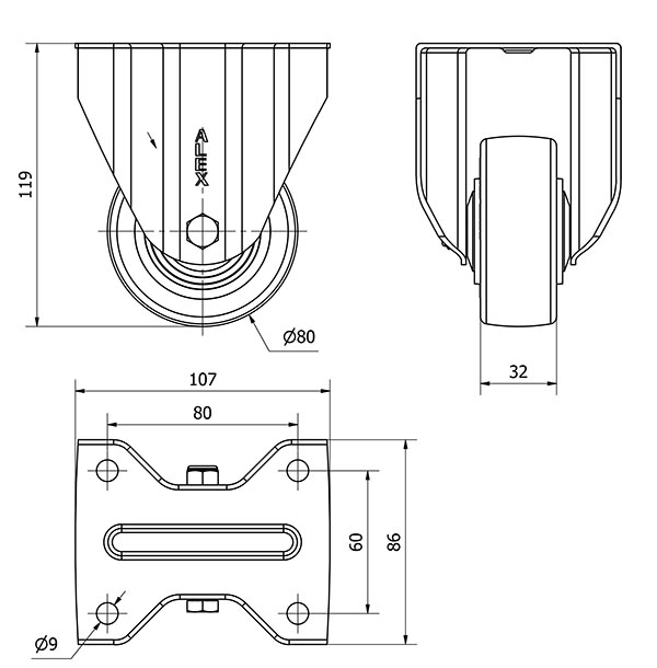 R.FIJA CROMADA 17A80CP-PGAISB (AH PEQ.) GOMA GRIS EJE BOLAS