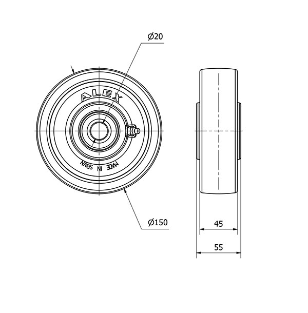 RUEDA FTB150-20-52 NYLON BLANCO EXTRAFUERTE EJE BOLAS