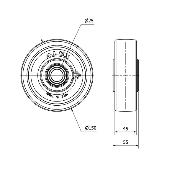 RUEDA FTB150-25-52 NYLON BLANCO EXTRAFUERTE EJE BOLAS