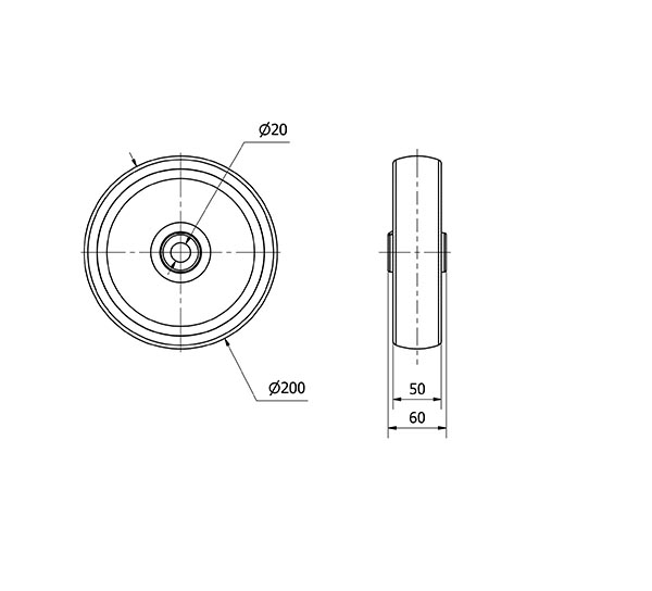 RUEDA UT200-20-58 POLIAMIX BLANCO EJE LISO