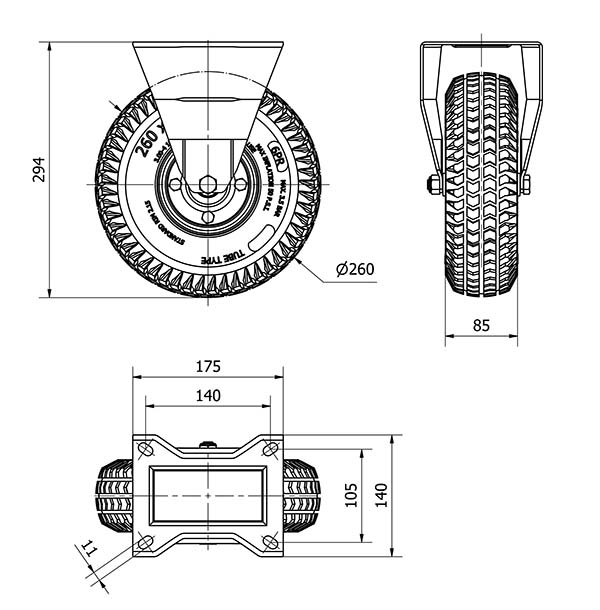 R.FIJA 17WL260-RITB METALICO-NEUMATICA EJE BOLAS "TACO GRUESO"