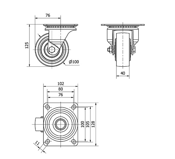 R.GIR.PLACA 10-61-100-CIB HIERRO FUNDIDO EJE BOLAS