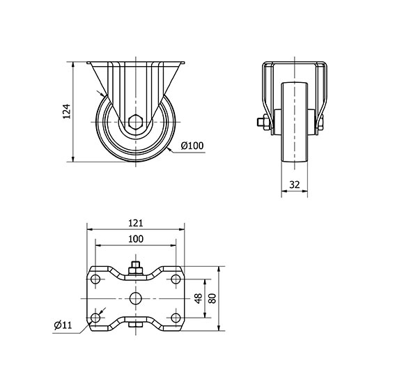 R.FIJA 17-61-100-FT NYLON BLANCO EXTRAFUERTE EJE LISO