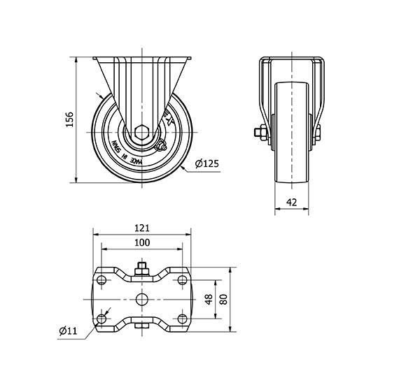 R.FIJA 17-61-125-FT NYLON BLANCO EXTRAFUERTE EJE LISO