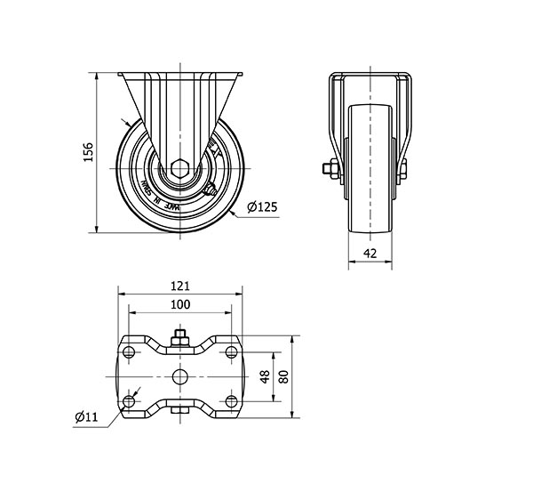 R.FIJA 17-61-125-FTB NYLON BLANCO EXTRAFUERTE EJE BOLAS