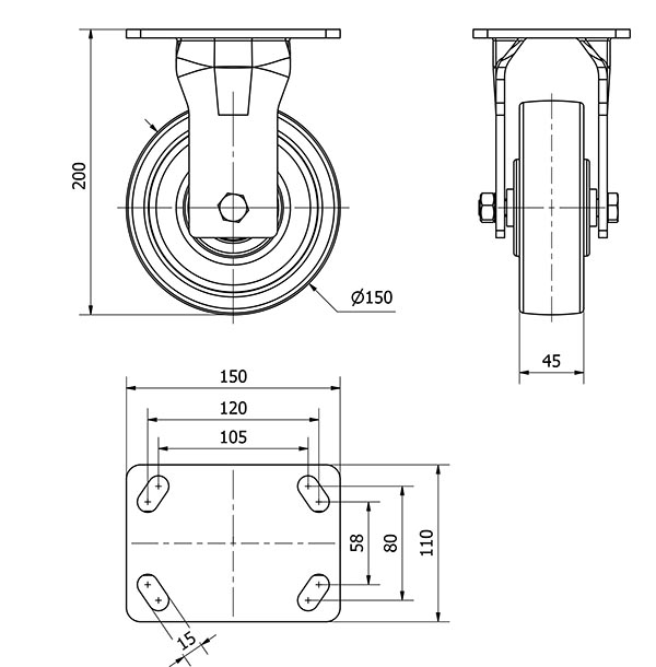 R.FIJA 17GT150-FTB NYLON BLANCO EXTRAFUERTE EJE BOLAS