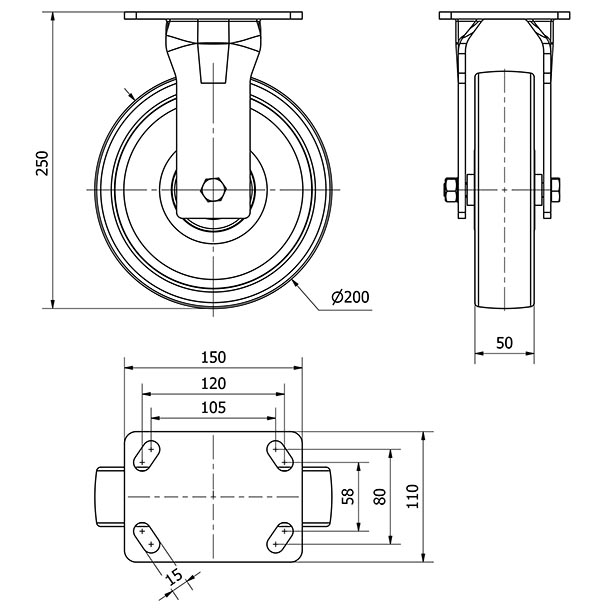 R.FIJA 17GT200-FTB NYLON BLANCO EXTRAFUERTE EJE BOLAS