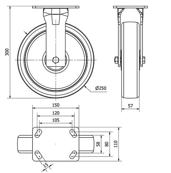 R.FIJA 17GT250-FT NYLON BLANCO EXTRAFUERTE EJE LISO