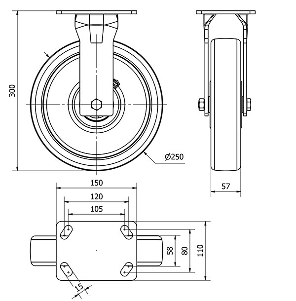 R.FIJA 17GT250-FTB NYLON BLANCO EXTRAFUERTE EJE BOLAS