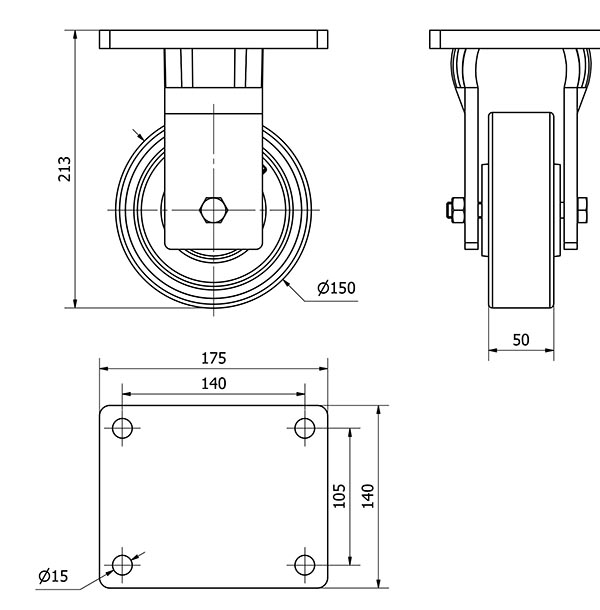 R.FIJA 17KV150-HUB HIERRO-POLIUR.NARANJA EJE BOLAS